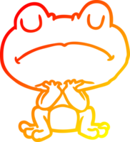 warm gradient line drawing of a frog waiting patiently png