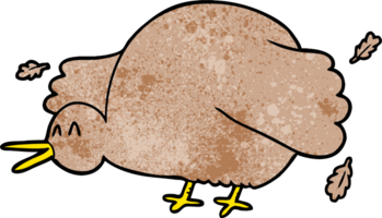 desenho animado pássaro kiwi batendo asas png