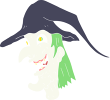 flat color illustration of cackling witch png