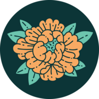 iconic tattoo style image of a blooming flower png
