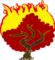 árbol en llamas de dibujos animados png
