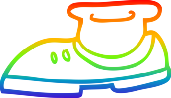 rainbow gradient line drawing of a cartoon shoe and sock png