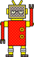 comico libro stile cartone animato di un' infastidito robot png