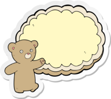 sticker van een tekenfilm beer met tekst ruimte wolk png