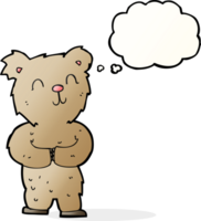 dessin animé heureux petit ours avec bulle de pensée png