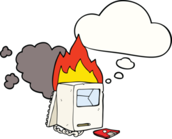 cartoon broken computer with thought bubble png