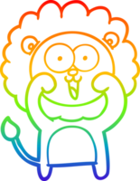 arco iris degradado línea dibujo de un contento dibujos animados león png