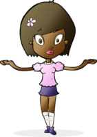 cartoon woman making balancing gesture png