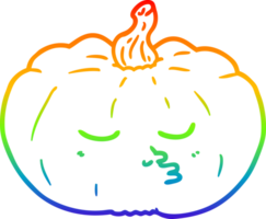 rainbow gradient line drawing of a cartoon pumpkin png