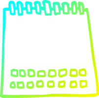 cold gradient line drawing of a cartoon blank calendar png