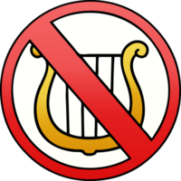 gradient shaded cartoon of a no music allowed sign png