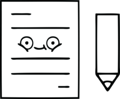 line drawing cartoon of a test paper png