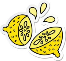 sticker of a quirky hand drawn cartoon lemon png