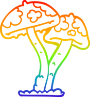 rainbow gradient line drawing of a cartoon mushroom png