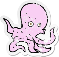 retro distressed sticker of a cartoon octopus png