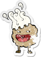 retro distressed sticker of a cookie cartoon character png