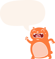 cartoon cat with speech bubble in retro style png