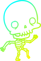 cold gradient line drawing of a cute dancing skeleton png