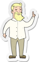 sticker of a cartoon bearded man with idea png