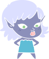 pretty flat color style cartoon elf girl png