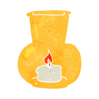 hand retro cartoon old glass lantern with candle png