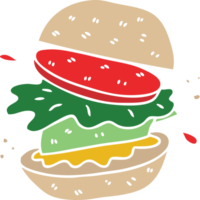 hand- getrokken eigenzinnig tekenfilm vegetarisch hamburger png