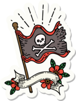 pegatina de un estilo de tatuaje ondeando una bandera pirata png