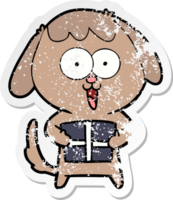 distressed sticker of a cute cartoon dog png