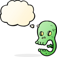 funny cartoon skull with thought bubble png
