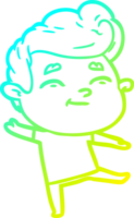 cold gradient line drawing of a happy cartoon man png