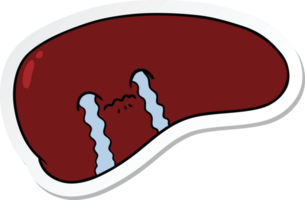 sticker of a cartoon liver crying png