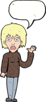 cartoon shocked woman waving hand with speech bubble png