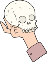 cartoon hand holding skull png