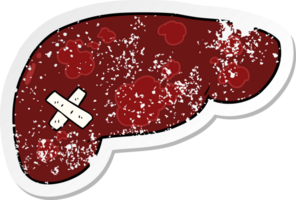 distressed sticker of a cartoon unhealthy liver png
