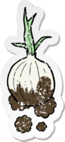 retro distressed sticker of a cartoon organic onion png
