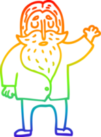 rainbow gradient line drawing of a cartoon bearded man png