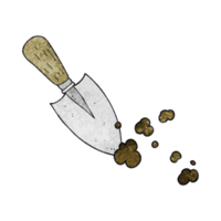 hand drawn texture cartoon garden trowel png