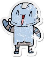 distressed sticker of a cartoon robot png