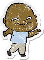 distressed sticker of a cartoon creepy guy png