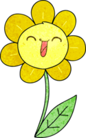 hand drawn quirky cartoon happy flower png