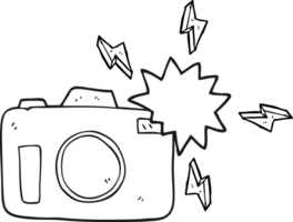 hand drawn black and white cartoon flashing camera png