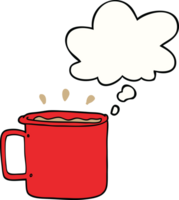 cartoon camping cup of coffee with thought bubble png