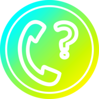 telephone handset with question mark circular icon with cool gradient finish png