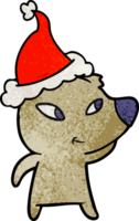 cute hand drawn textured cartoon of a bear wearing santa hat png