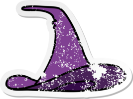 hand drawn distressed sticker cartoon doodle of a witches hat png