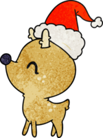 hand drawn christmas textured cartoon of kawaii deer png