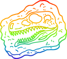 rainbow gradient line drawing of a cartoon ancient fossil png