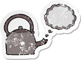 retro distressed sticker of a cartoon kettle png