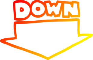 warm gradient line drawing of a cartoon down arrow png