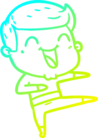 cold gradient line drawing of a cartoon man laughing png